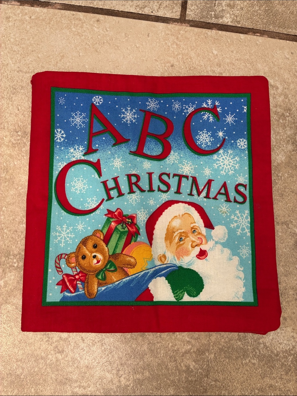 ABC Christmas Kids Holiday Cloth Book in Red and Blue